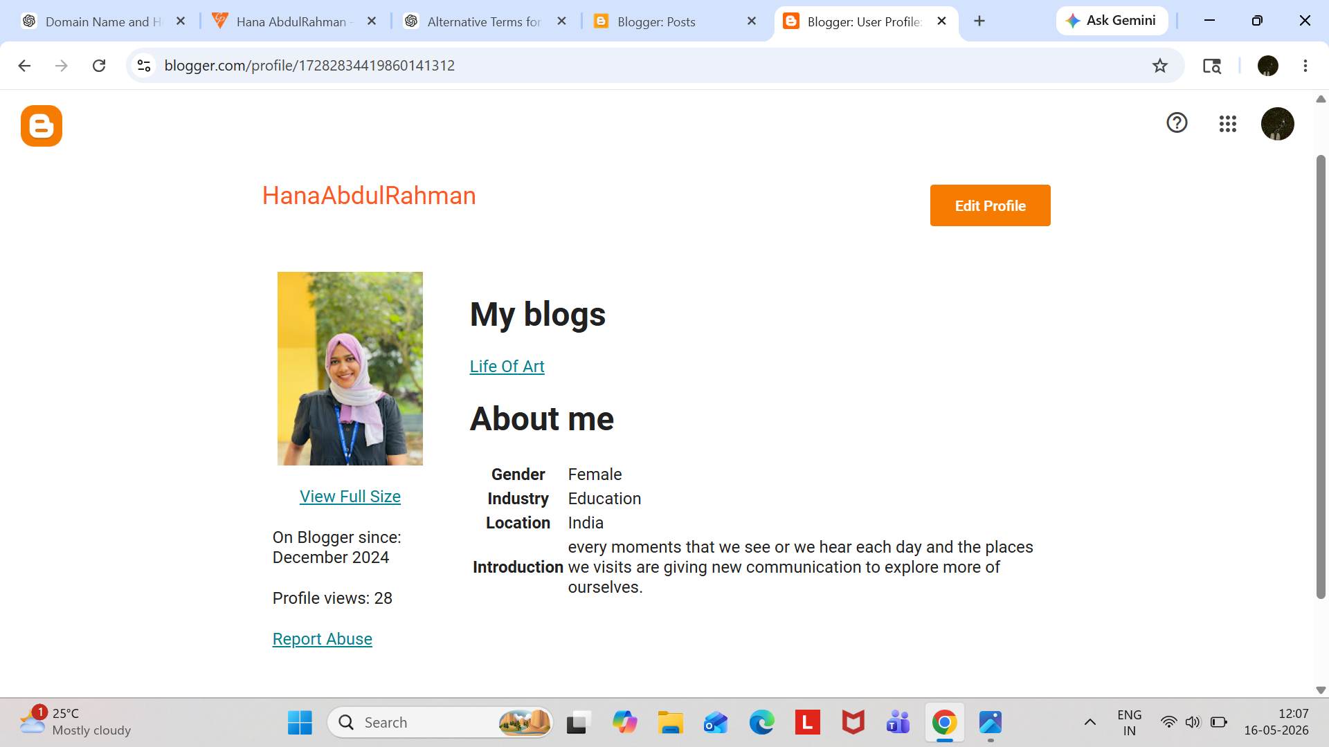 blog profile