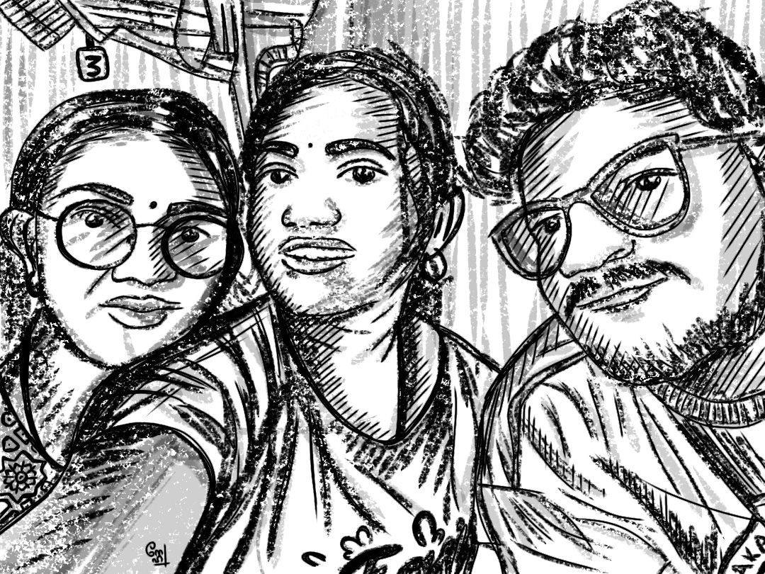 Commissioned Digital Sketch portrait sketch, the blending of the black and white through the lines